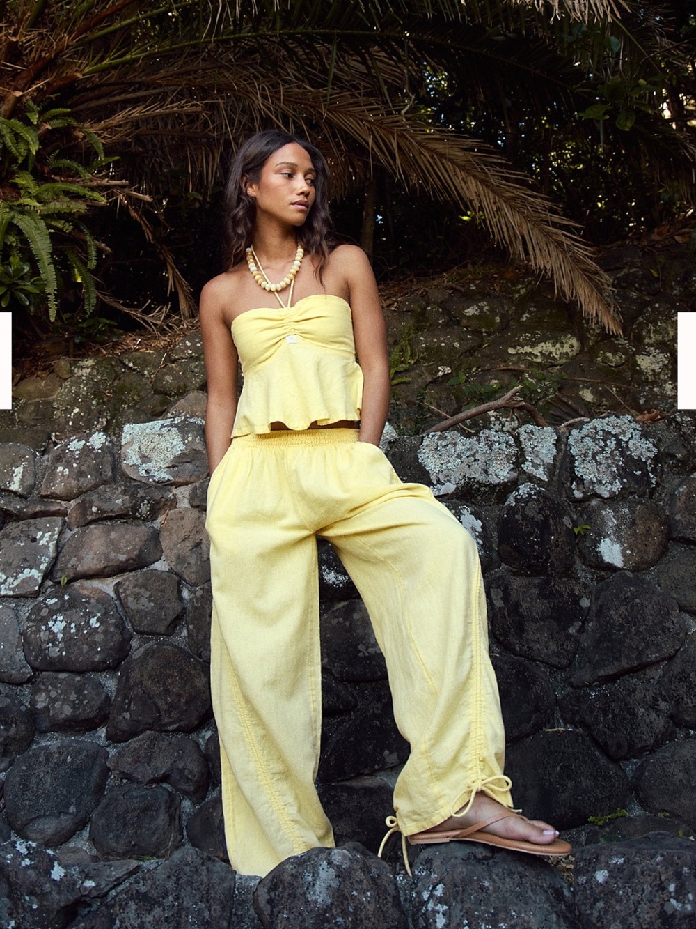 Free People | NWT | Lunasol Cotton-Linen Pant Set- butter popcorn M